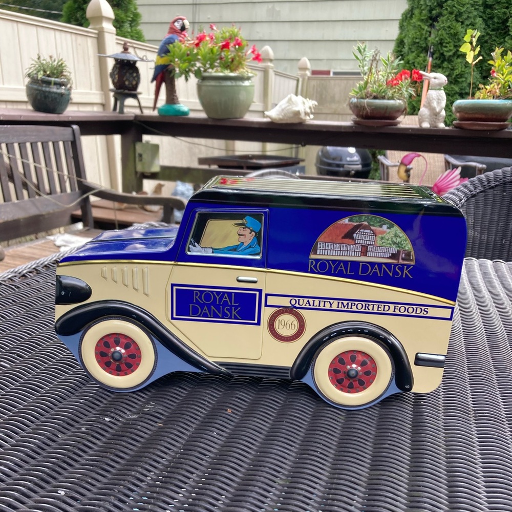 Royal Dansk vintage 1966 large truck shaped cookie tin box